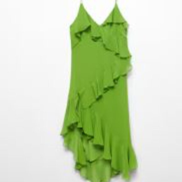 Mango green Asymmetric ruffled dress - Picture 8 of 8